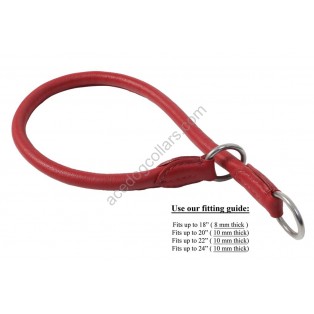 Ace Comfy Soft Best Rolled Italian Leather Slip/Check Dog Collar :: RED ::